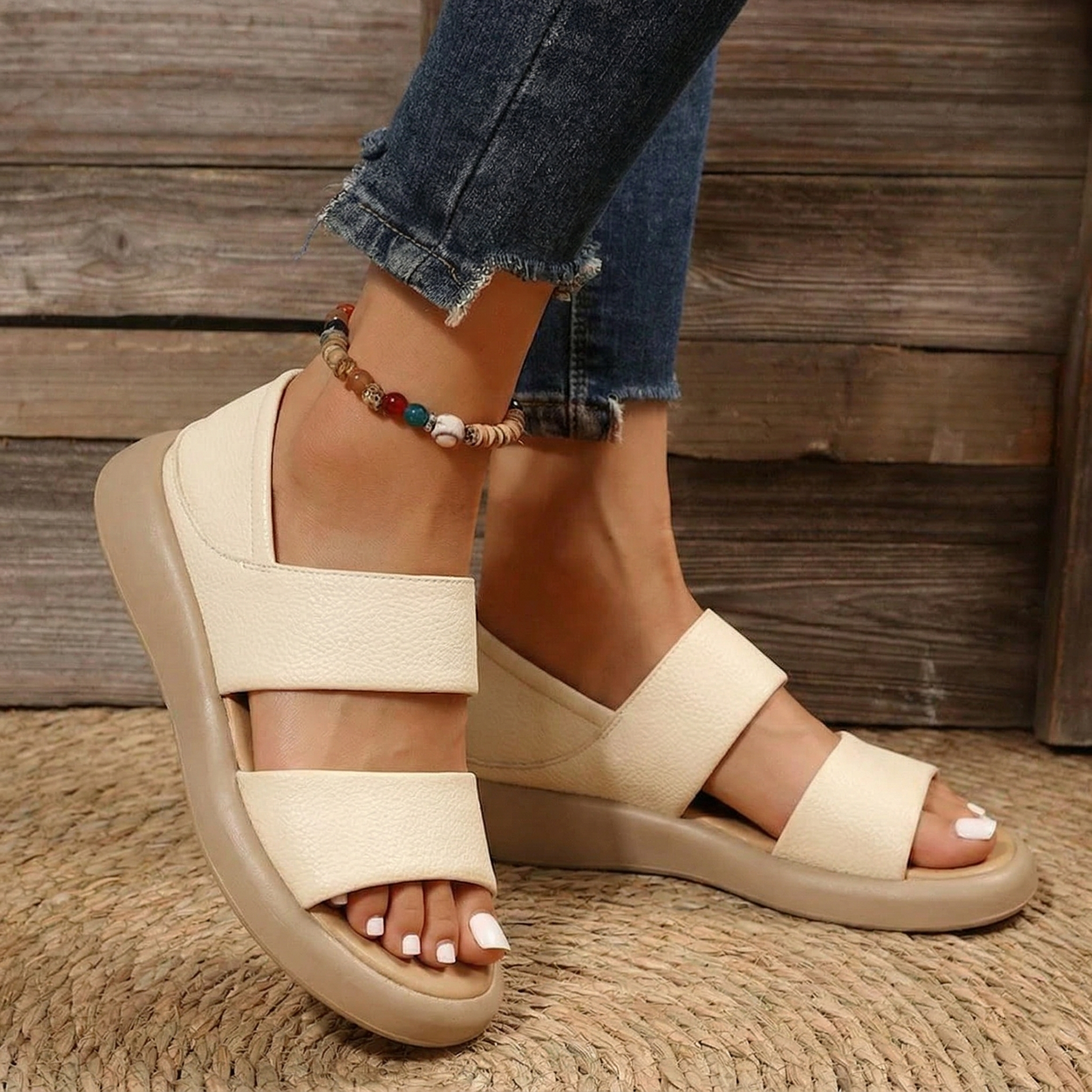 🔥 Last Day: 70% Off 🔥 New Women's Stylish Genuine Leather Platform Sandals