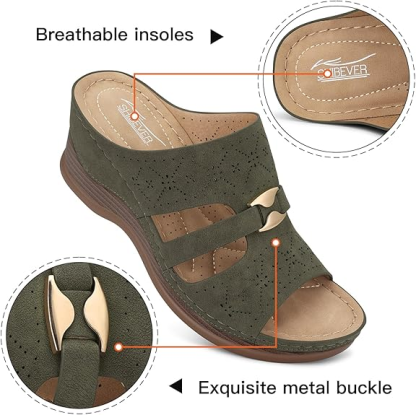 SHIBEVER Wedge Sandals for Women Hollow Out Slip On Platform Wedge Sandals Summer Casual Walking Shoes