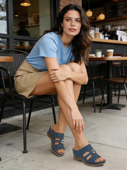 SHIBEVER Wedge Sandals for Women Hollow Out Slip On Platform Wedge Sandals Summer Casual Walking Shoes