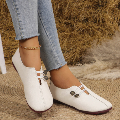 💝Summer Sale ⭐ Women's Elegant soft sole round toe buckle decoration Flat Shoes