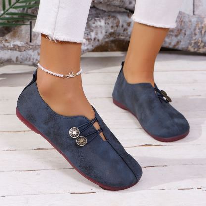 💝Summer Sale ⭐ Women's Elegant soft sole round toe buckle decoration Flat Shoes