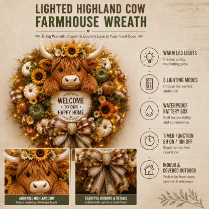 🐄Highland Cow Welcome Wreath