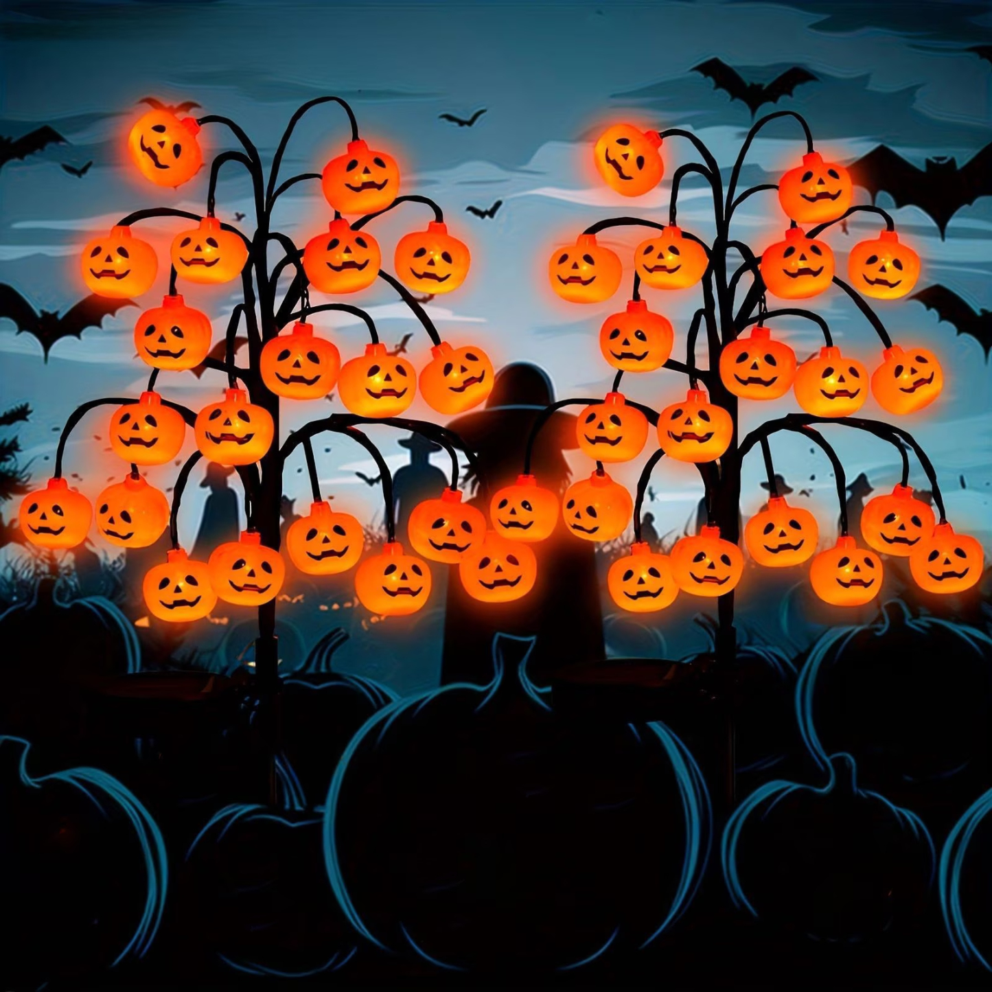 Solar Halloween Pumpkin Lights 20LED Waterproof Outdoor Decor