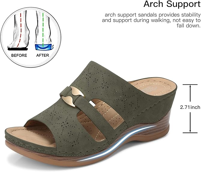 SHIBEVER Wedge Sandals for Women Hollow Out Slip On Platform Wedge Sandals Summer Casual Walking Shoes