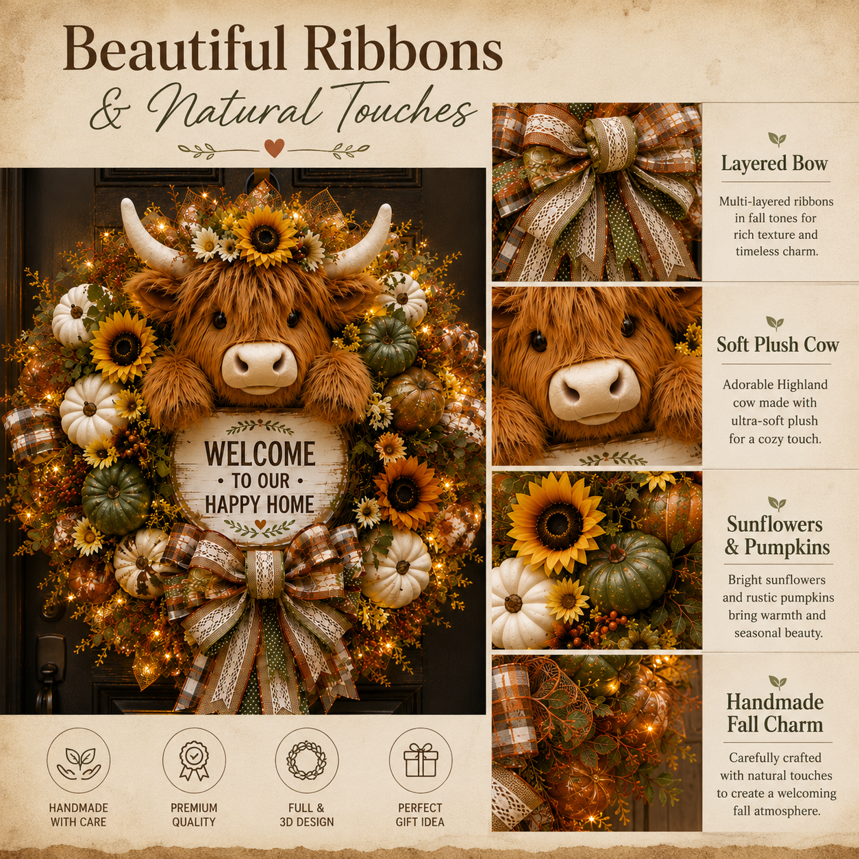 🐄Highland Cow Welcome Wreath
