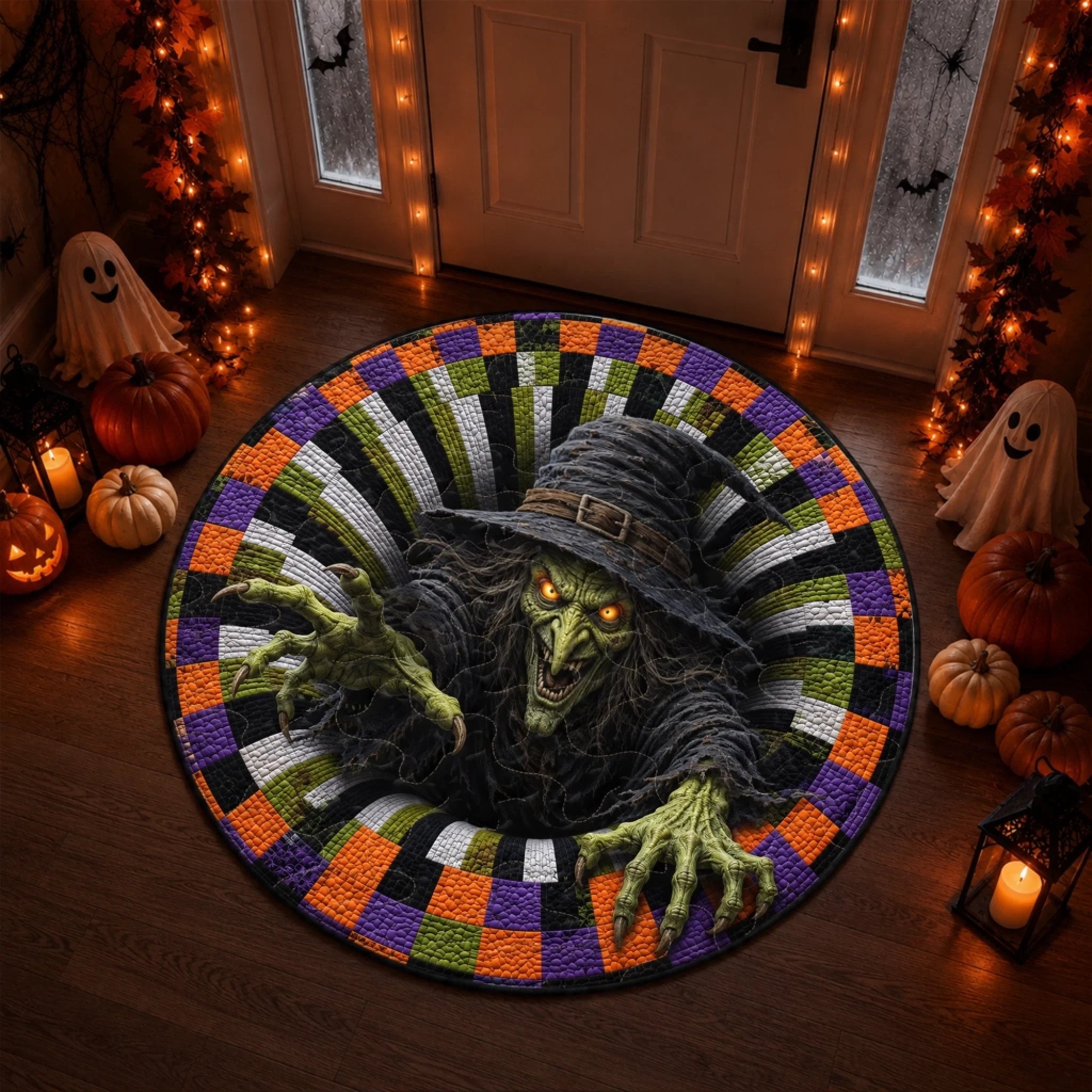 Custom 3D Skeleton Vortex Rug - Personalized Spooky Halloween Decor - Spooky Season