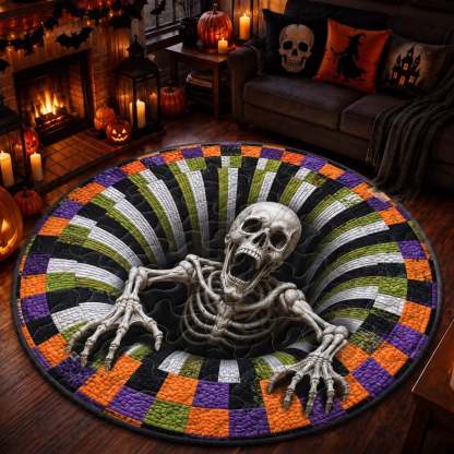Custom 3D Skeleton Vortex Rug - Personalized Spooky Halloween Decor - Spooky Season