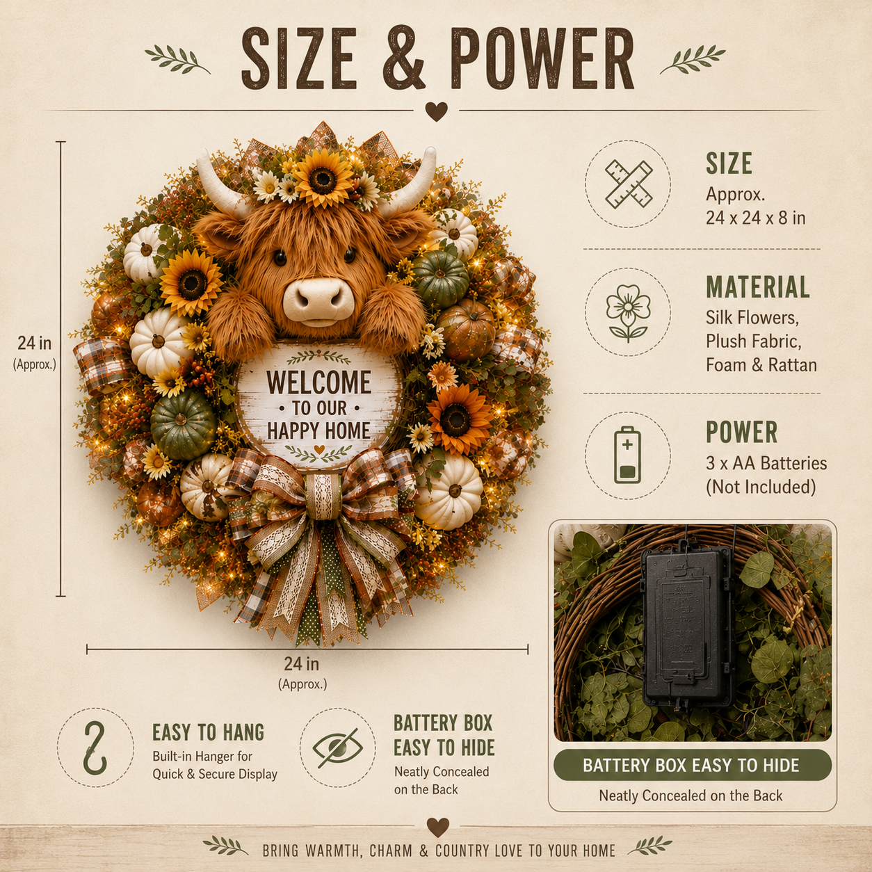 🐄Highland Cow Welcome Wreath