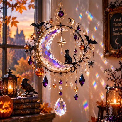 🎃 Halloween Crystal Suncatcher – Transforms sunlight into Halloween magic 🌈
