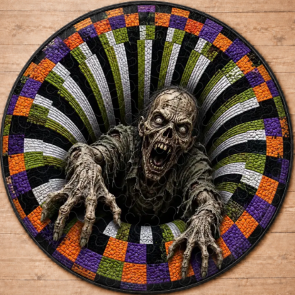Custom 3D Skeleton Vortex Rug - Personalized Spooky Halloween Decor - Spooky Season