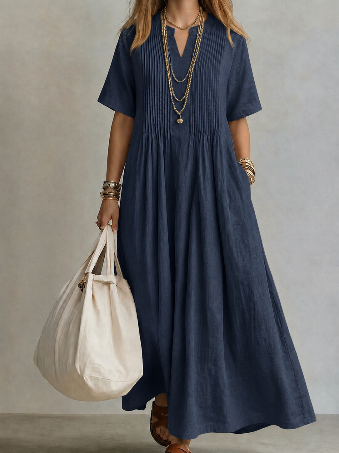 Elegant Flowing Pleated Dress