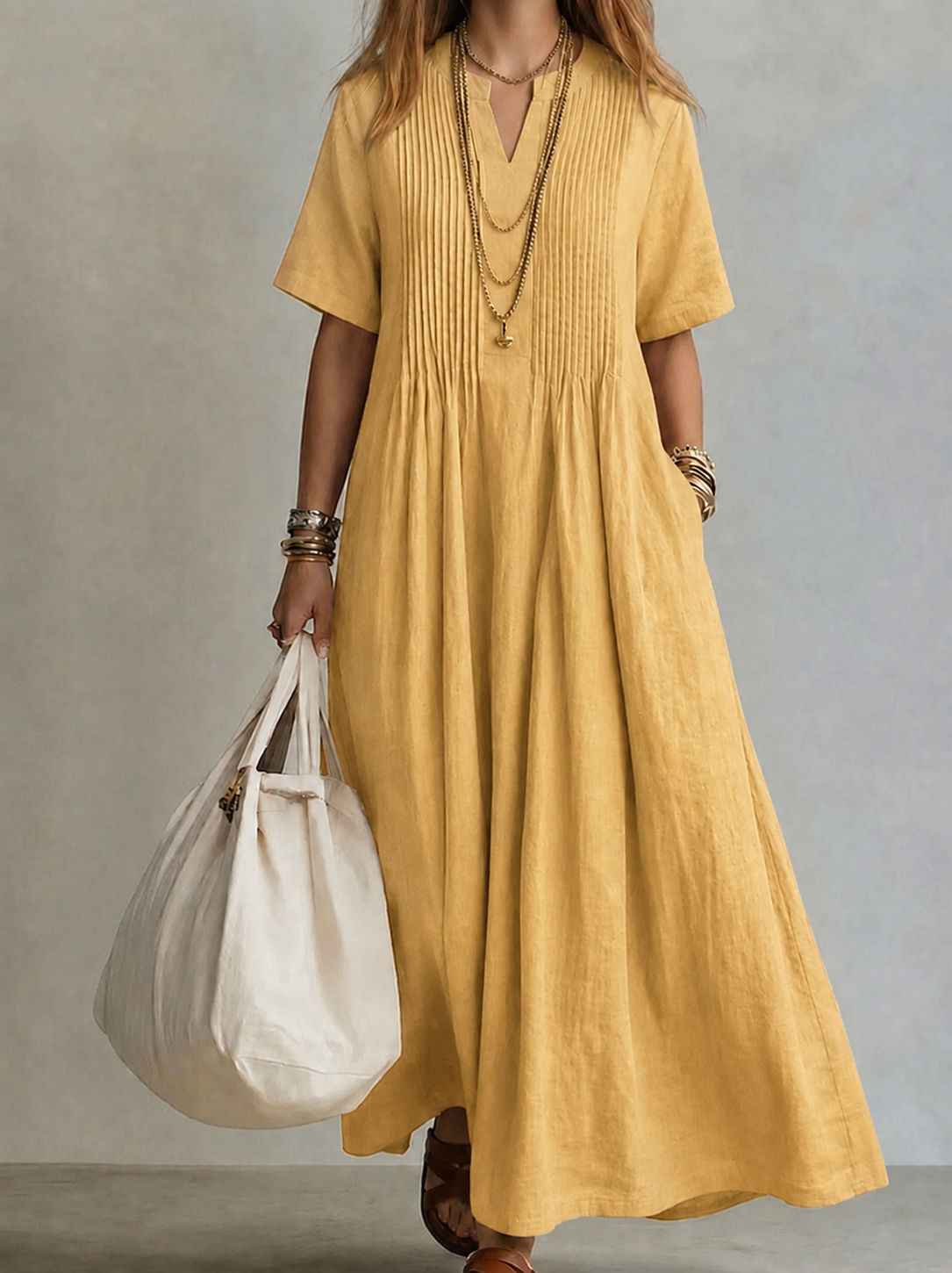 Elegant Flowing Pleated Dress