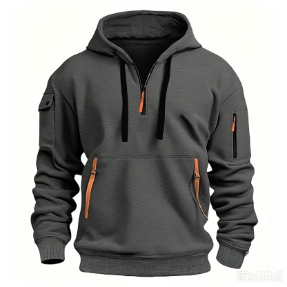 Men's Zipper And Multi Pocket Sport Casual Sweatshirt