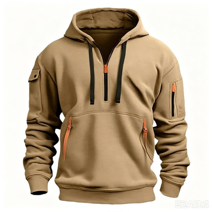 Men's Zipper And Multi Pocket Sport Casual Sweatshirt