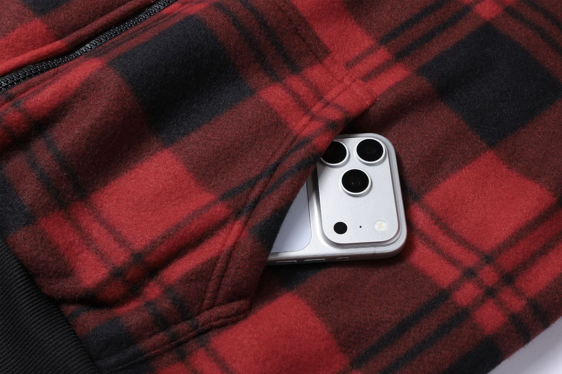 Men's Plaid Fleece-Lined Zip-Up Hoodie