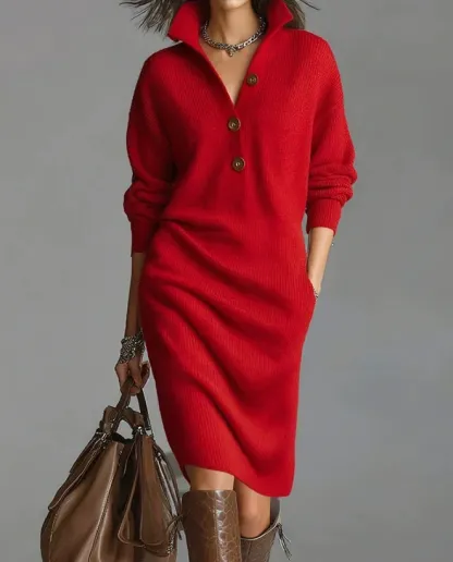 Women's 2026 Elegant Longsleeves Knit Pullover Dress