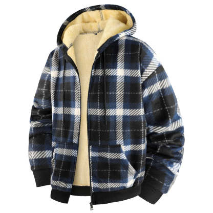 Men's Plaid Fleece-Lined Zip-Up Hoodie