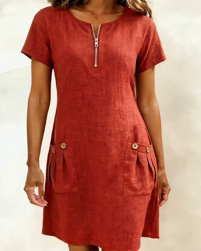 Azuria® | Cotton Dress With Zipper