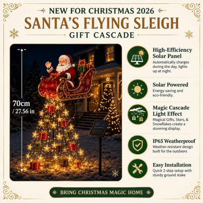 🎅✨2026 New Santa’s Flying Sleigh Gift Cascade – Solar Christmas Garden Light
