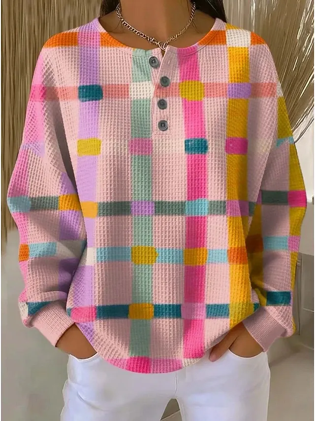 Women's Pullover Sweatshirt Geometric Fashion Streetwear Long Sleeve Crew Neck Regular Tops