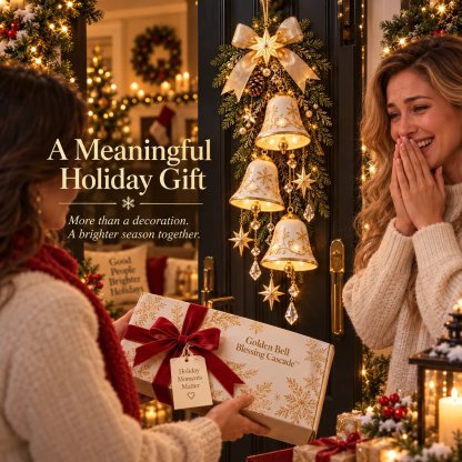 ✨✨ Golden Bell Blessing Cascade– Lighted Christmas Door Decor