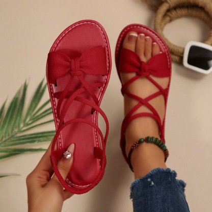 Knot-Front Elastic Ankle Sandals – Easy Slip-On with Arch Support