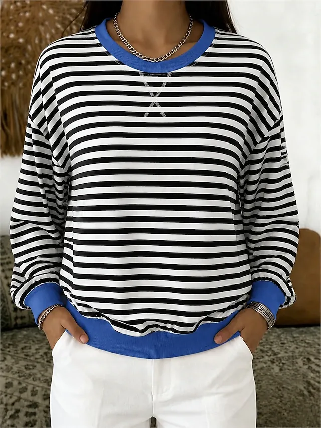 Women's Pullover Sweatshirt Casual Long Sleeve Crew Neck Regular Tops