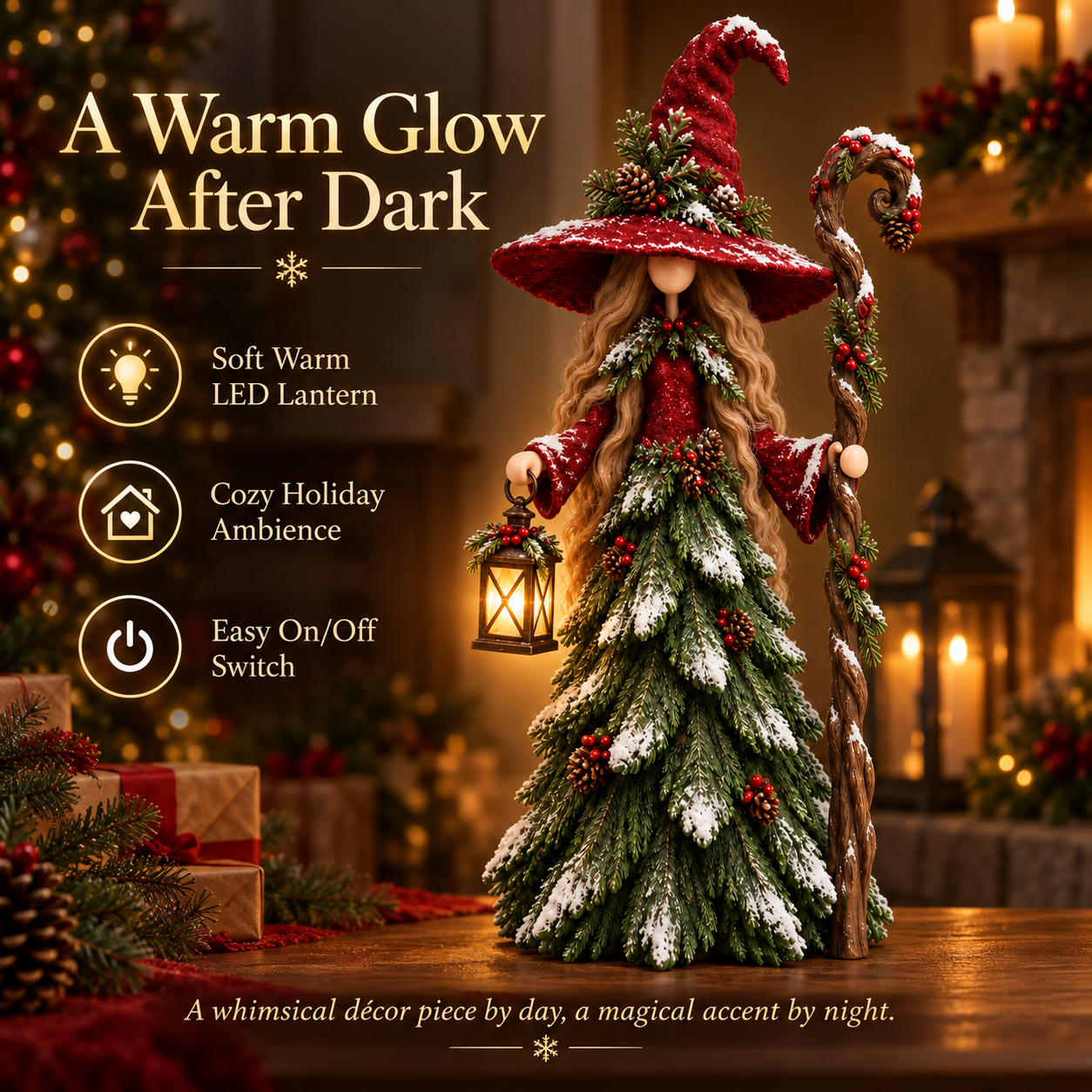 Lantern Keeper glowing warmly at night