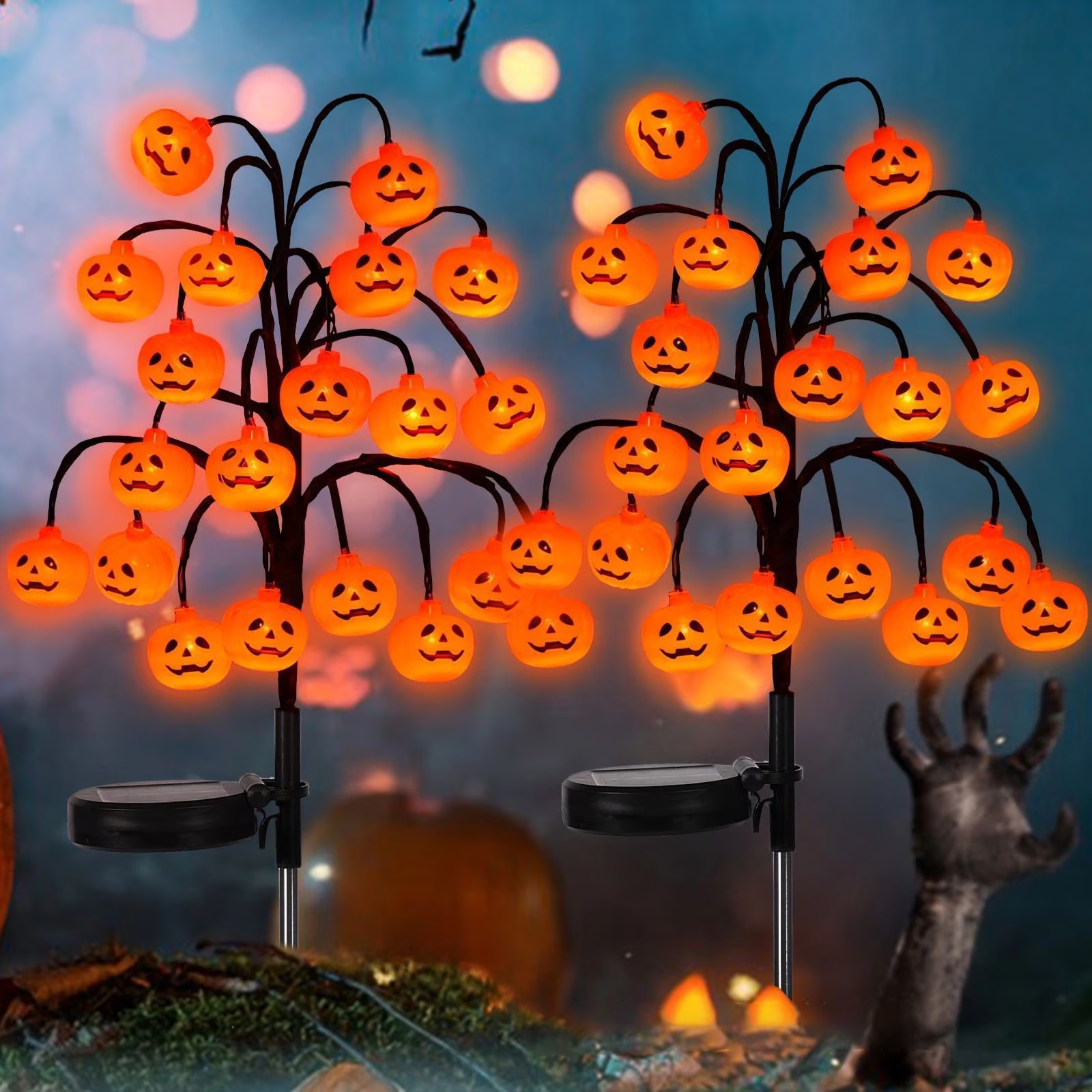 Solar Halloween Pumpkin Lights 20LED Waterproof Outdoor Decor