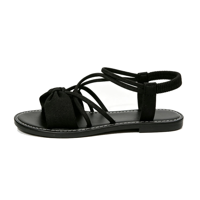 Knot-Front Elastic Ankle Sandals – Easy Slip-On with Arch Support
