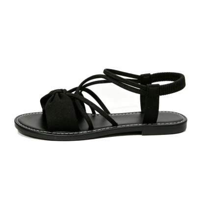 Knot-Front Elastic Ankle Sandals – Easy Slip-On with Arch Support