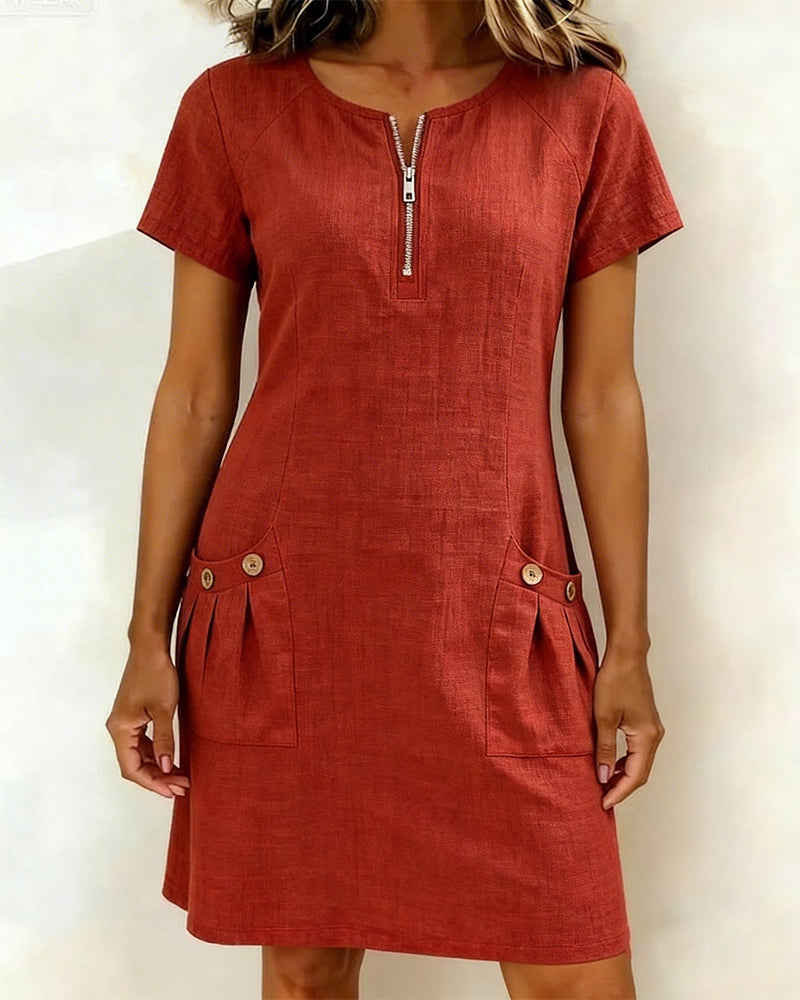Azuria® | Cotton Dress With Zipper