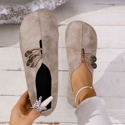 💝Summer Sale ⭐ Women's Elegant soft sole round toe buckle decoration Flat Shoes