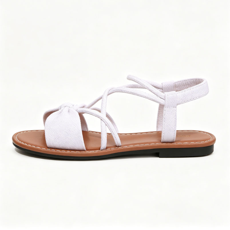 Knot-Front Elastic Ankle Sandals – Easy Slip-On with Arch Support