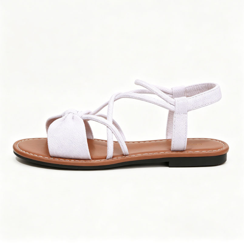 Knot-Front Elastic Ankle Sandals – Easy Slip-On with Arch Support