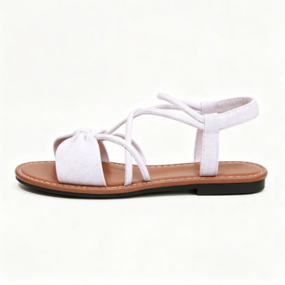 Knot-Front Elastic Ankle Sandals – Easy Slip-On with Arch Support
