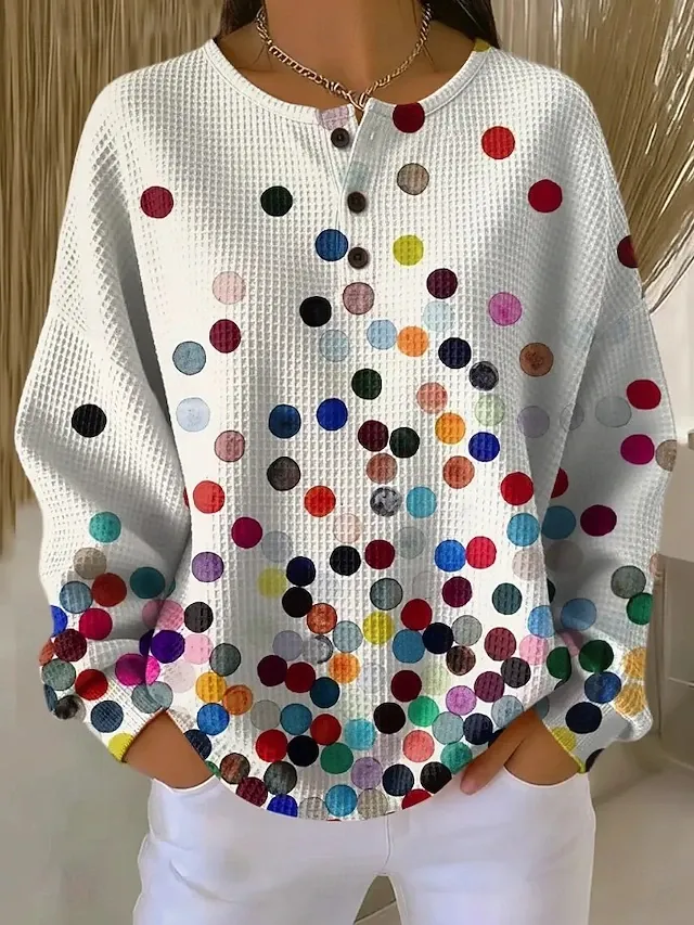 Women's Pullover Sweatshirt Geometric Fashion Streetwear Long Sleeve Crew Neck Regular Tops