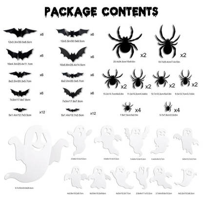 104PCS Halloween 3D Lighted Bats / SpiderWall Decors