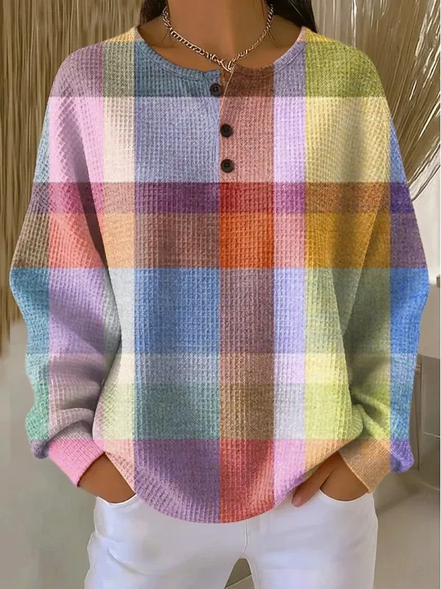 Women's Pullover Sweatshirt Geometric Fashion Streetwear Long Sleeve Crew Neck Regular Tops