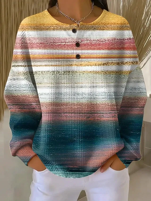 Women's Pullover Sweatshirt Geometric Fashion Streetwear Long Sleeve Crew Neck Regular Tops