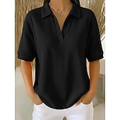 🟡2Pcs Multi Pack Waffle Polo Shirts Women Short Sleeve Collar Basic Tops｜Yellow+Orange