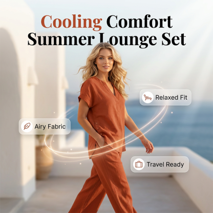 Women's summer set, with short sleeves, in solid colors and a loose fit (blouse with pockets)