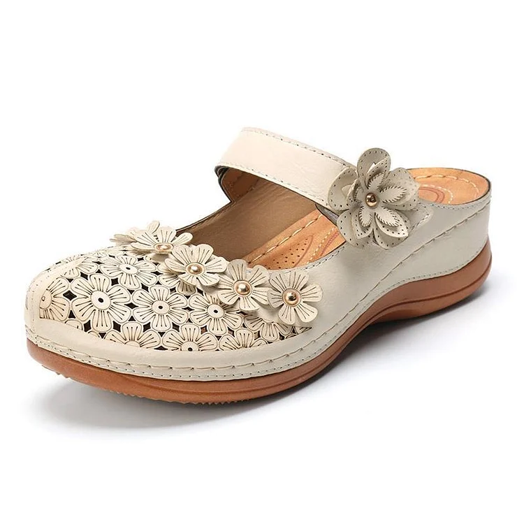 Comfy Floral Slip-On Wedge Sandal
