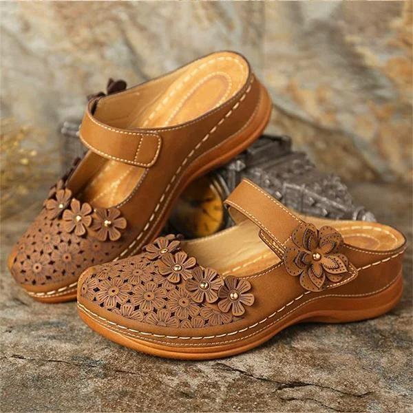 Comfy Floral Slip-On Wedge Sandal