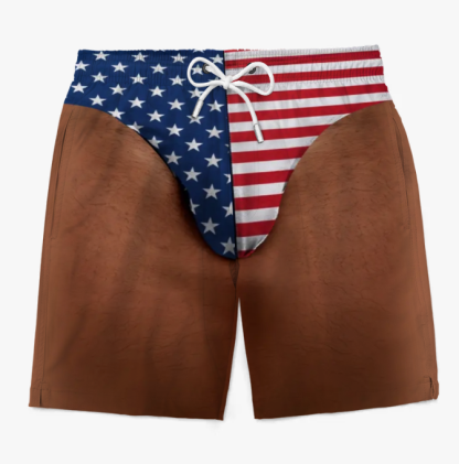 Custom Funny Patriotic Men Swim Trunks - Personalized Summer Vacation And Travel Gifts For Men - Freedom And Chill