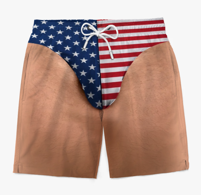 Custom Funny Patriotic Men Swim Trunks - Personalized Summer Vacation And Travel Gifts For Men - Freedom And Chill