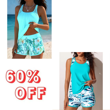 ⏰ Last Day: 60% OFF (Save Instantly!) — Miraclesuit Women's Tummy Control Two-Piece Swimsuit Set — Slimming, Bohemian-Style Swimwear (Includes Shorts) 🔥 Free Shipping on Orders of 2 or More Items