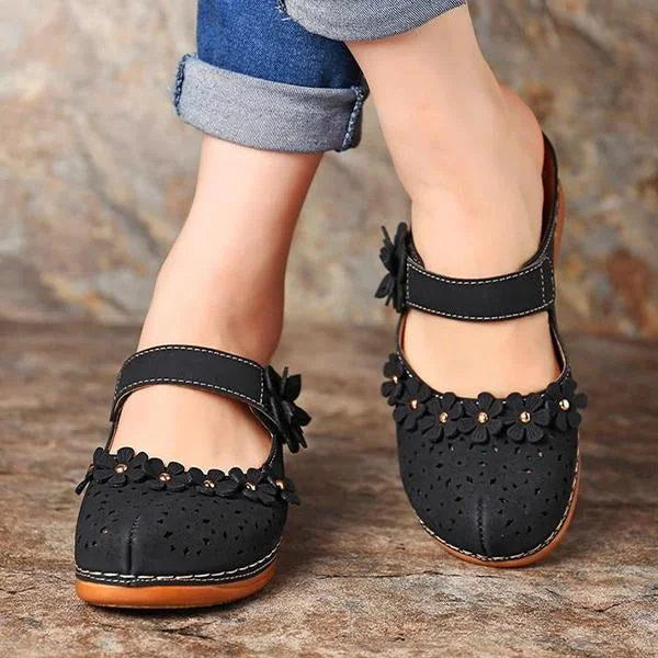 Comfy Floral Slip-On Wedge Sandal