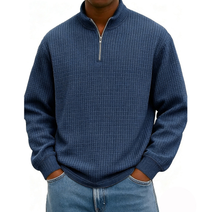 BESTSELLER🔥 Men’s Rib-Cuff Quarter-Zip Top – Cozy Waffle Texture, Everyday Casual Fit