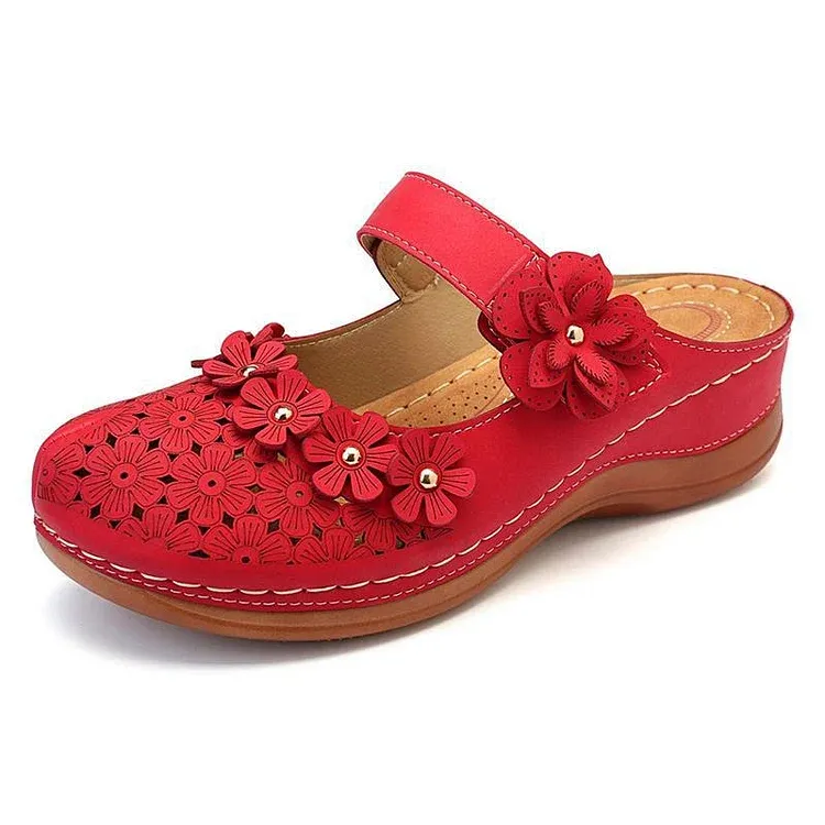 Comfy Floral Slip-On Wedge Sandal